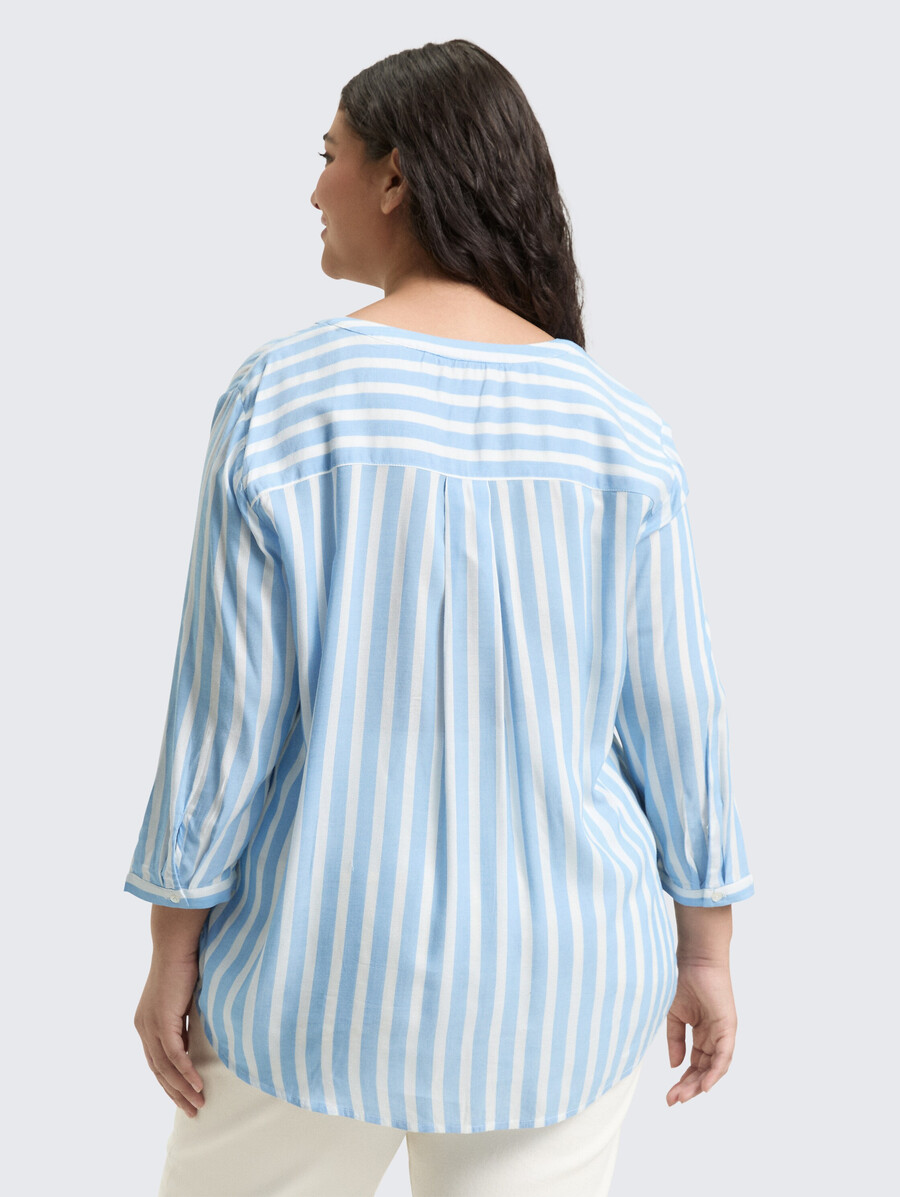 taglie forti - camicetta henley con motivo a righe