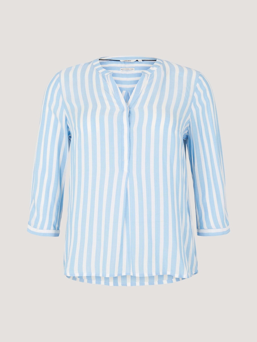 taglie forti - camicetta henley con motivo a righe