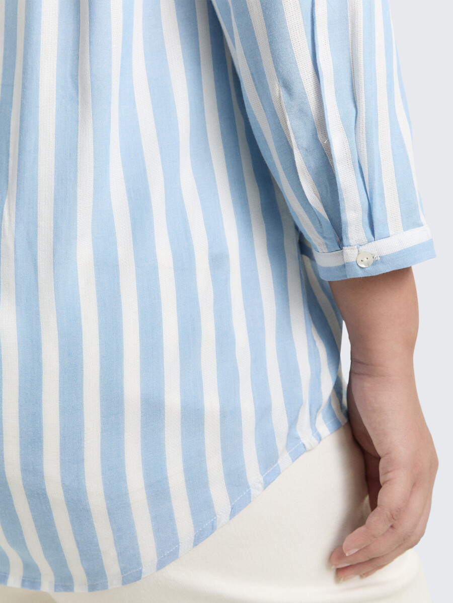 taglie forti - camicetta henley con motivo a righe