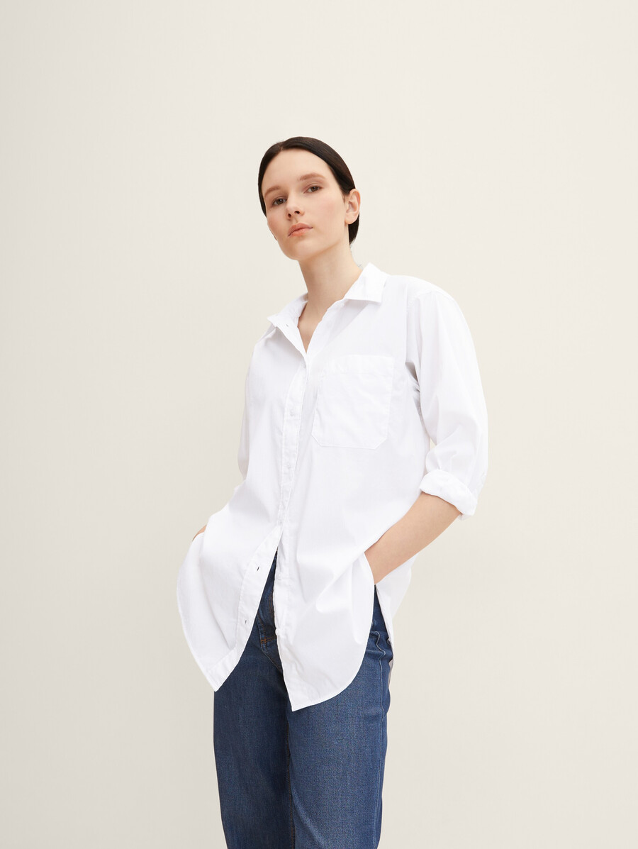 camicia lunga con taschino sul petto