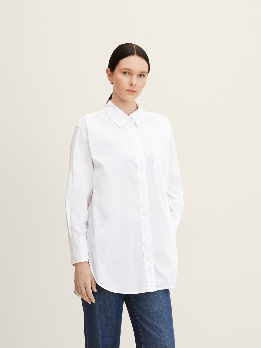 camicia lunga con taschino sul petto