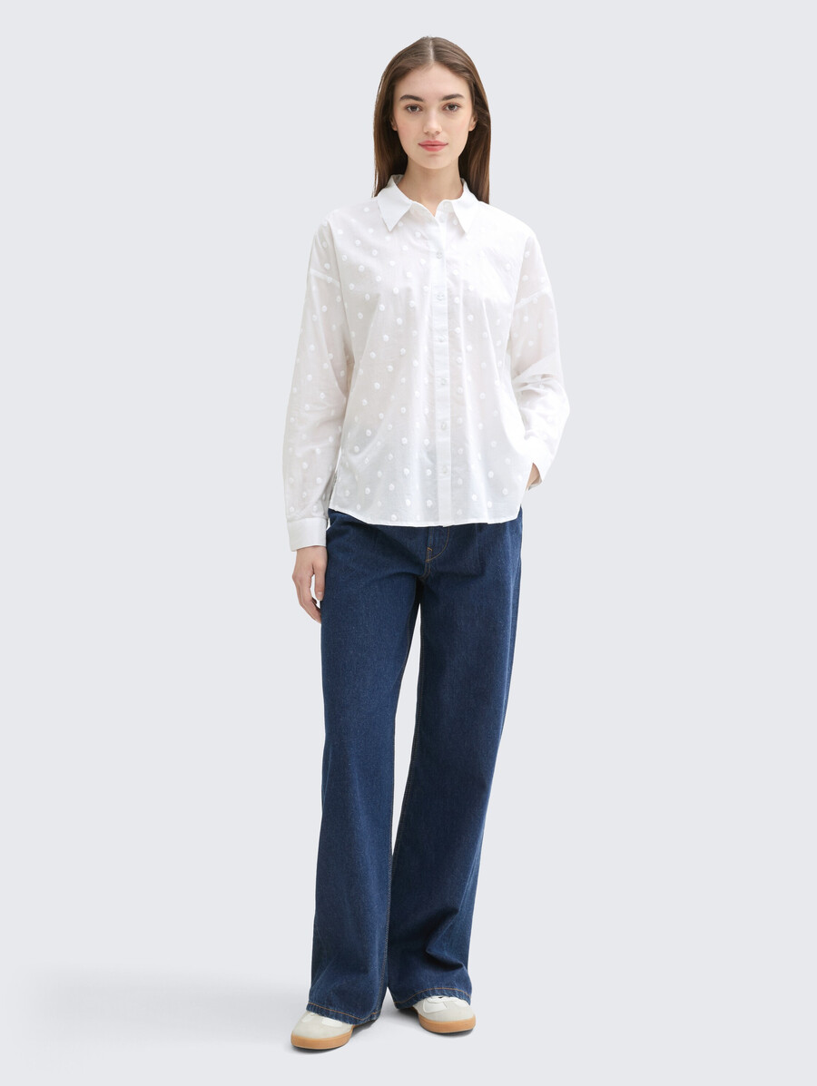 camicia blusa con trama a pois