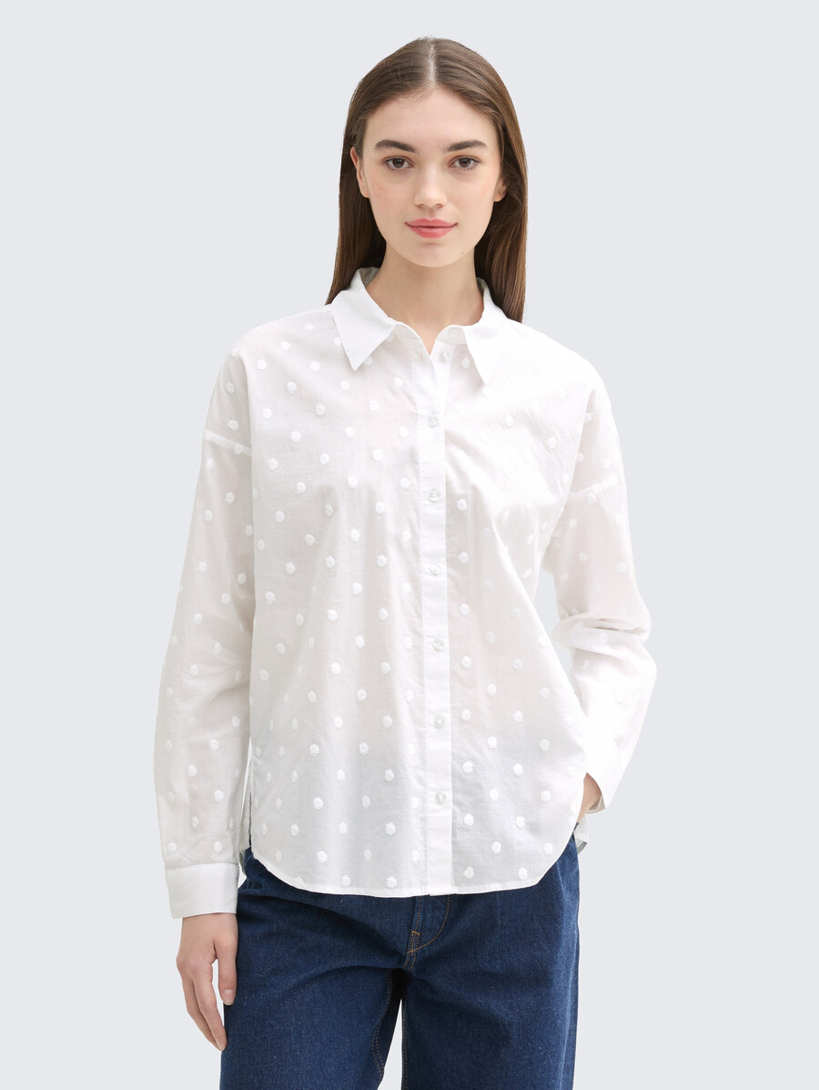 camicia blusa con trama a pois