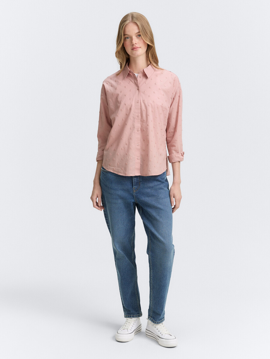 camicia blusa con trama a pois