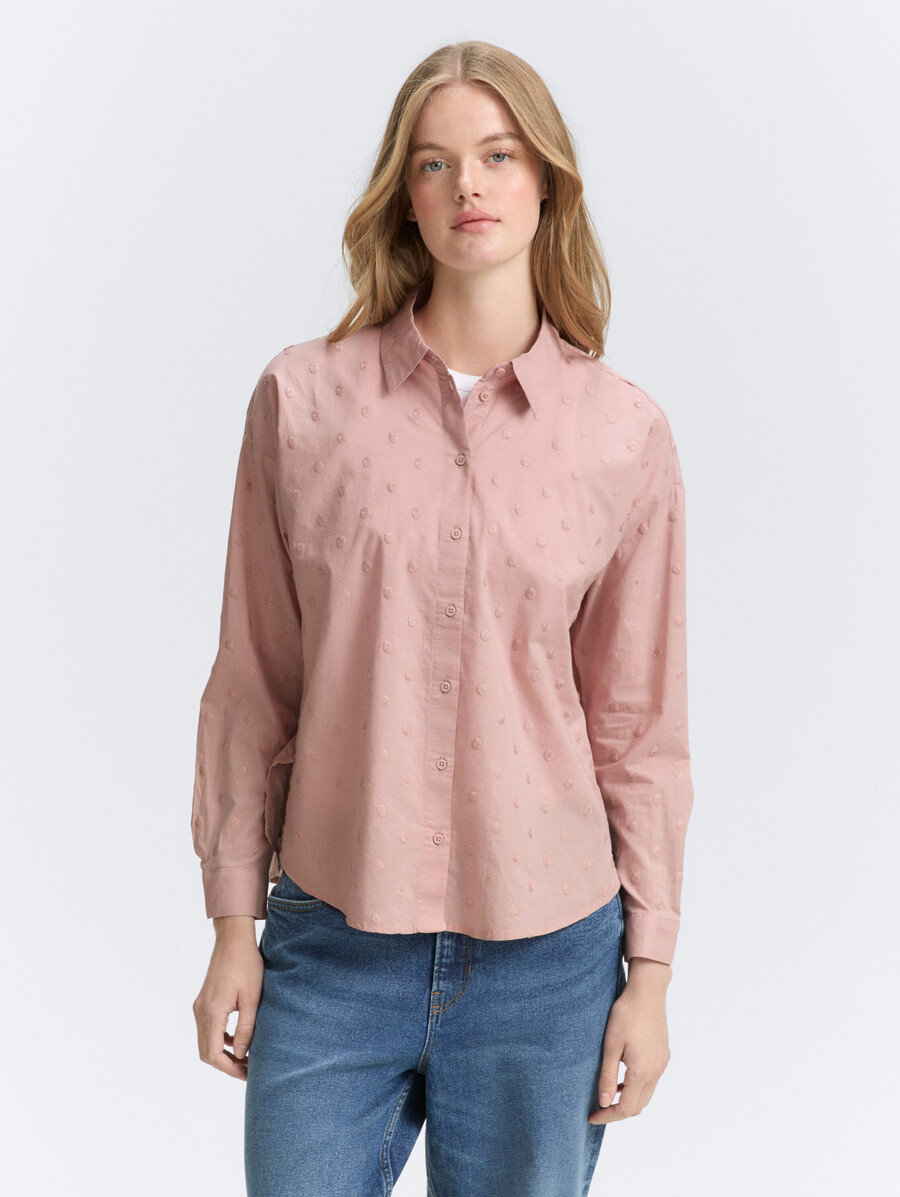 camicia blusa con trama a pois