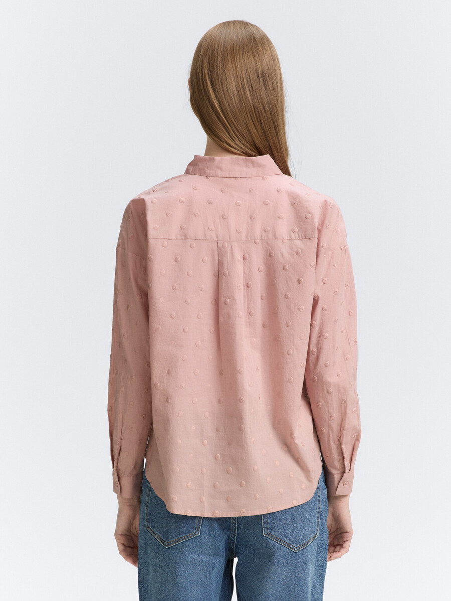 camicia blusa con trama a pois