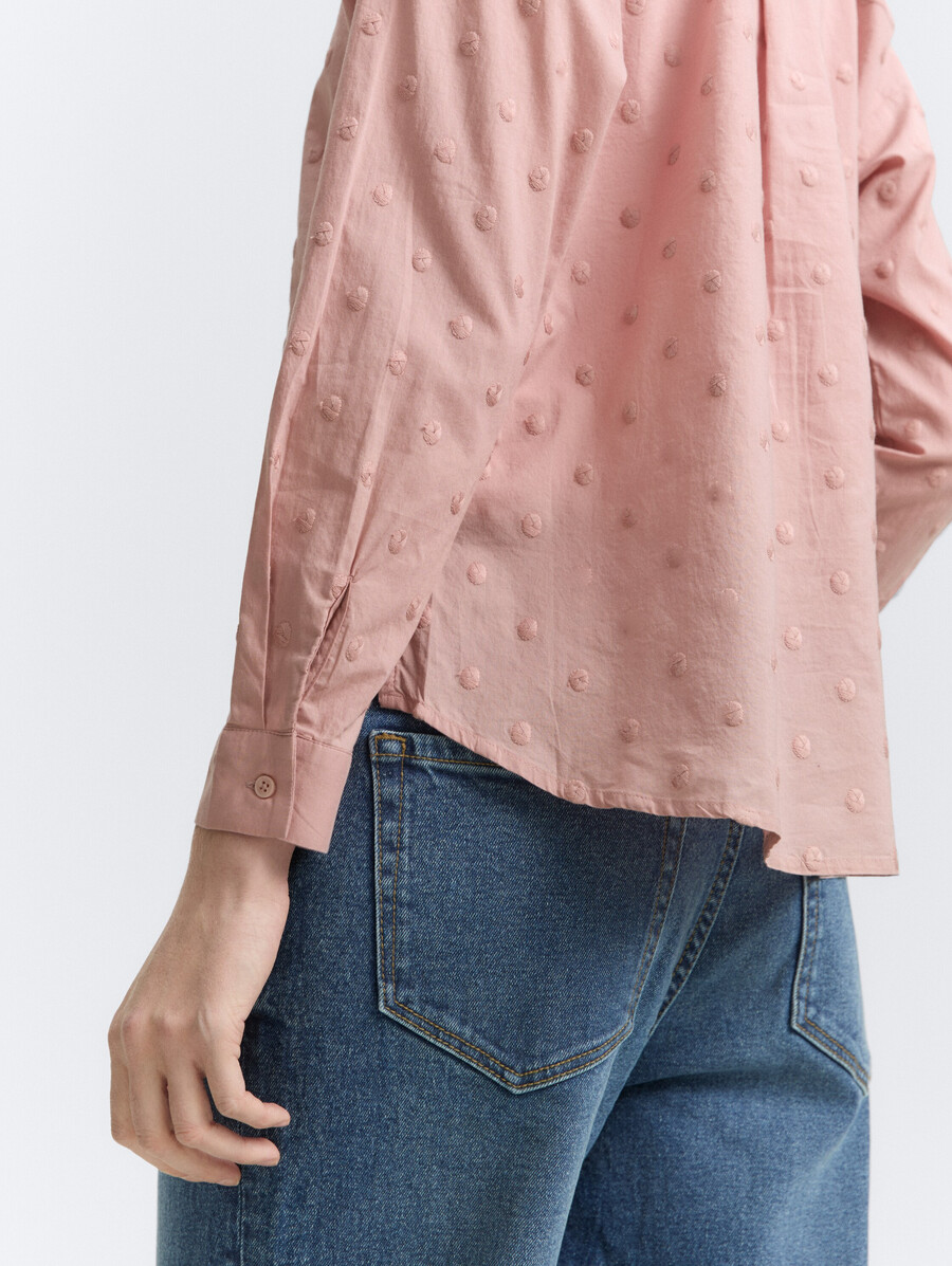 camicia blusa con trama a pois