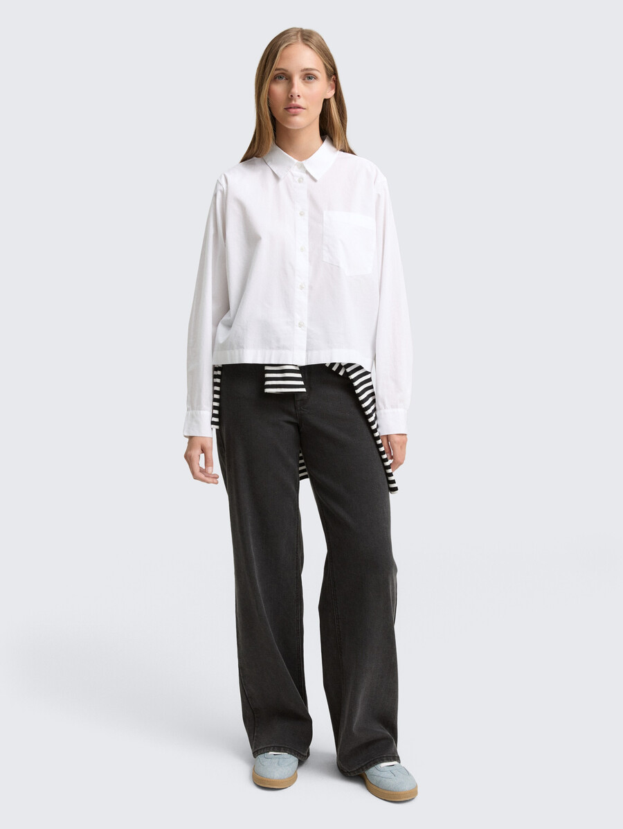 camicia a maniche corte con taschino sul petto