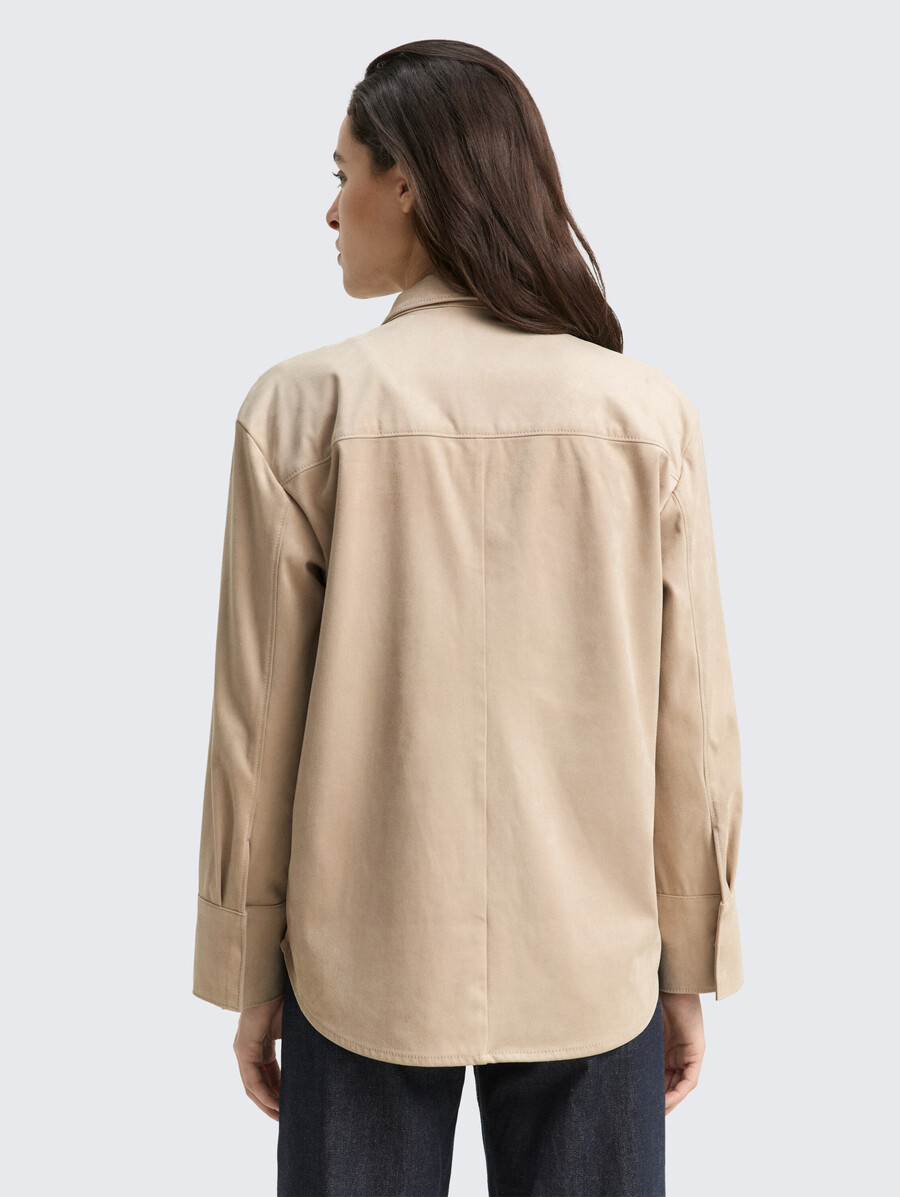 camicia oversize in effetto scamosciato