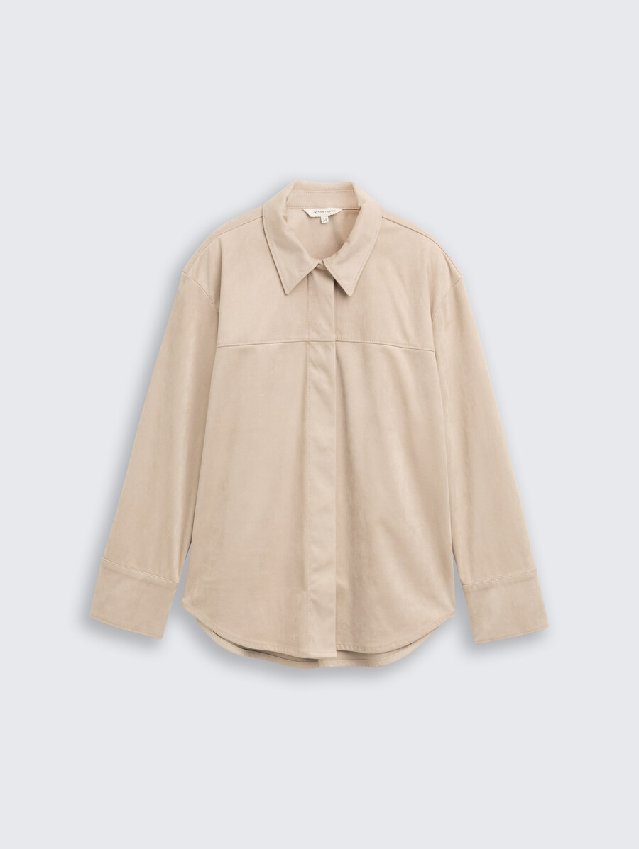 camicia oversize in effetto scamosciato