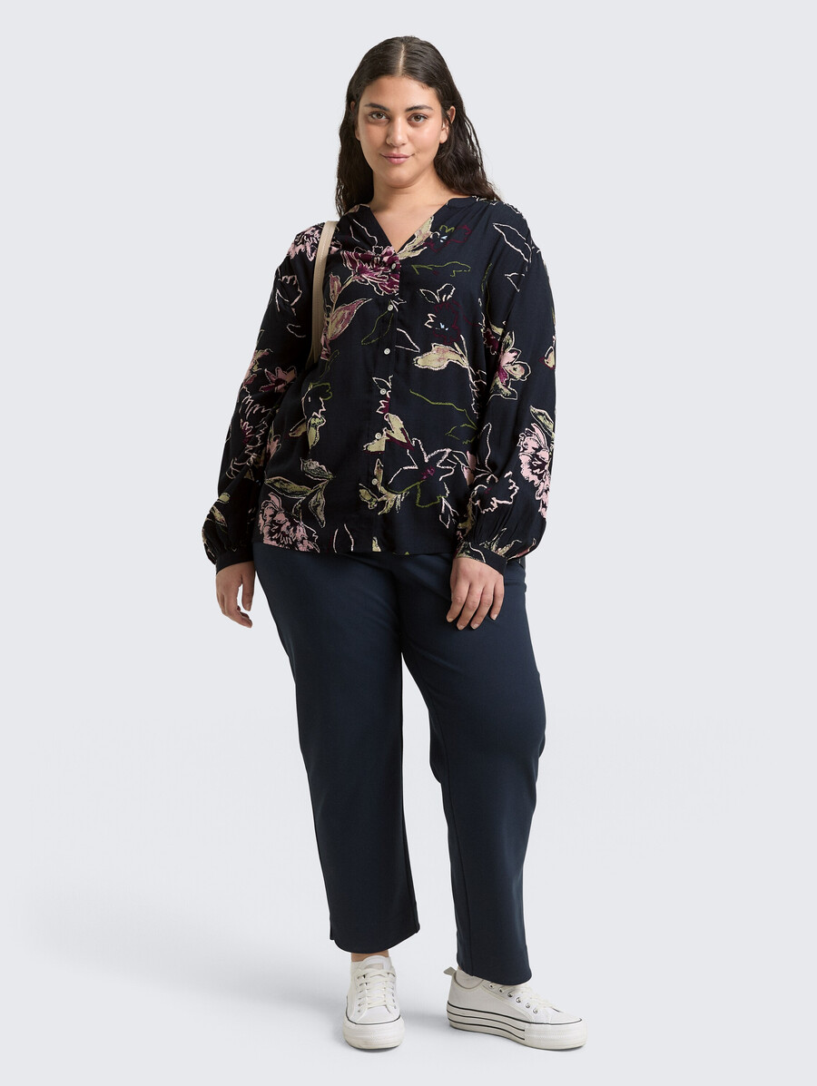taglie forti - blusa ampia con motivo floreale