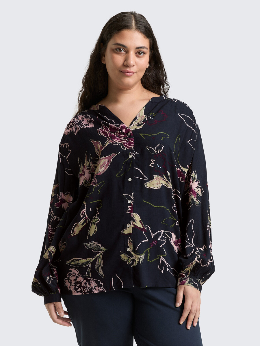 taglie forti - blusa ampia con motivo floreale