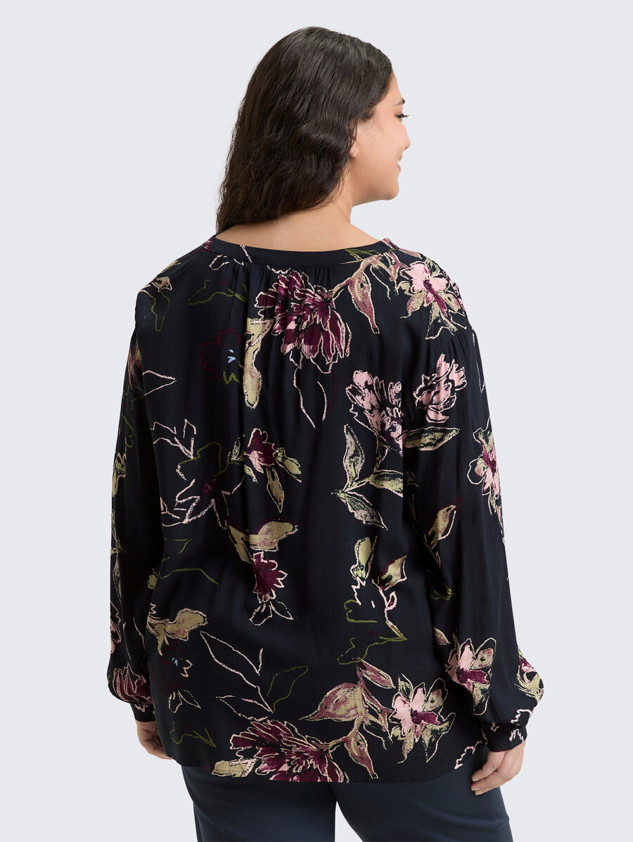 taglie forti - blusa ampia con motivo floreale