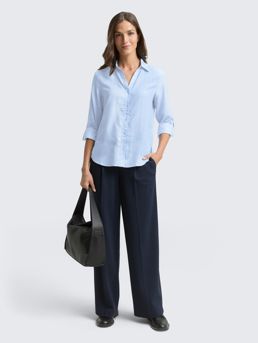 blusa con righe effetto glitter