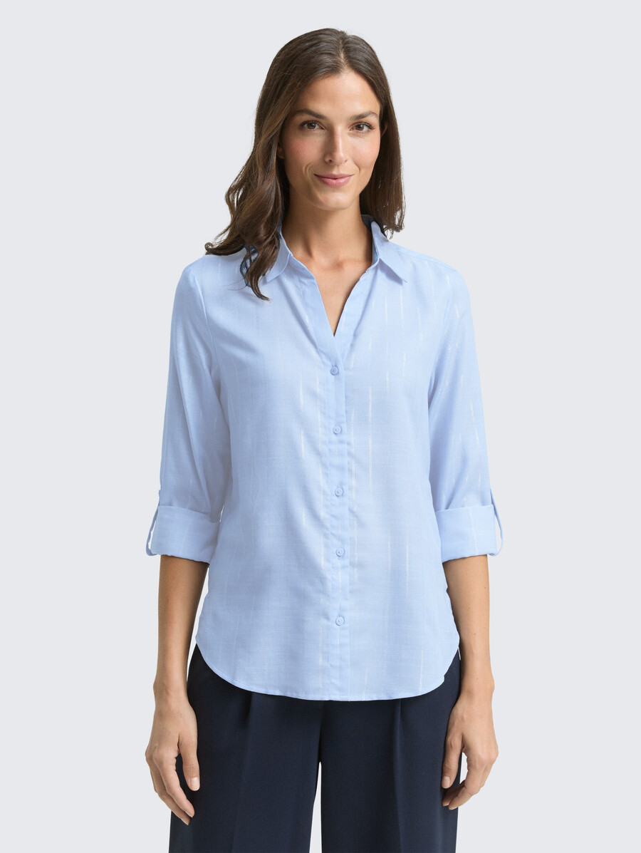 blusa con righe effetto glitter