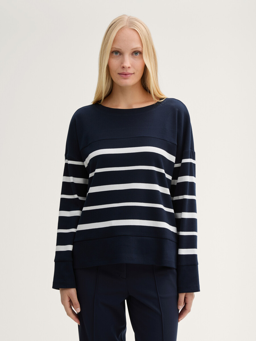 camicia a maniche lunghe a coste con motivo a righe