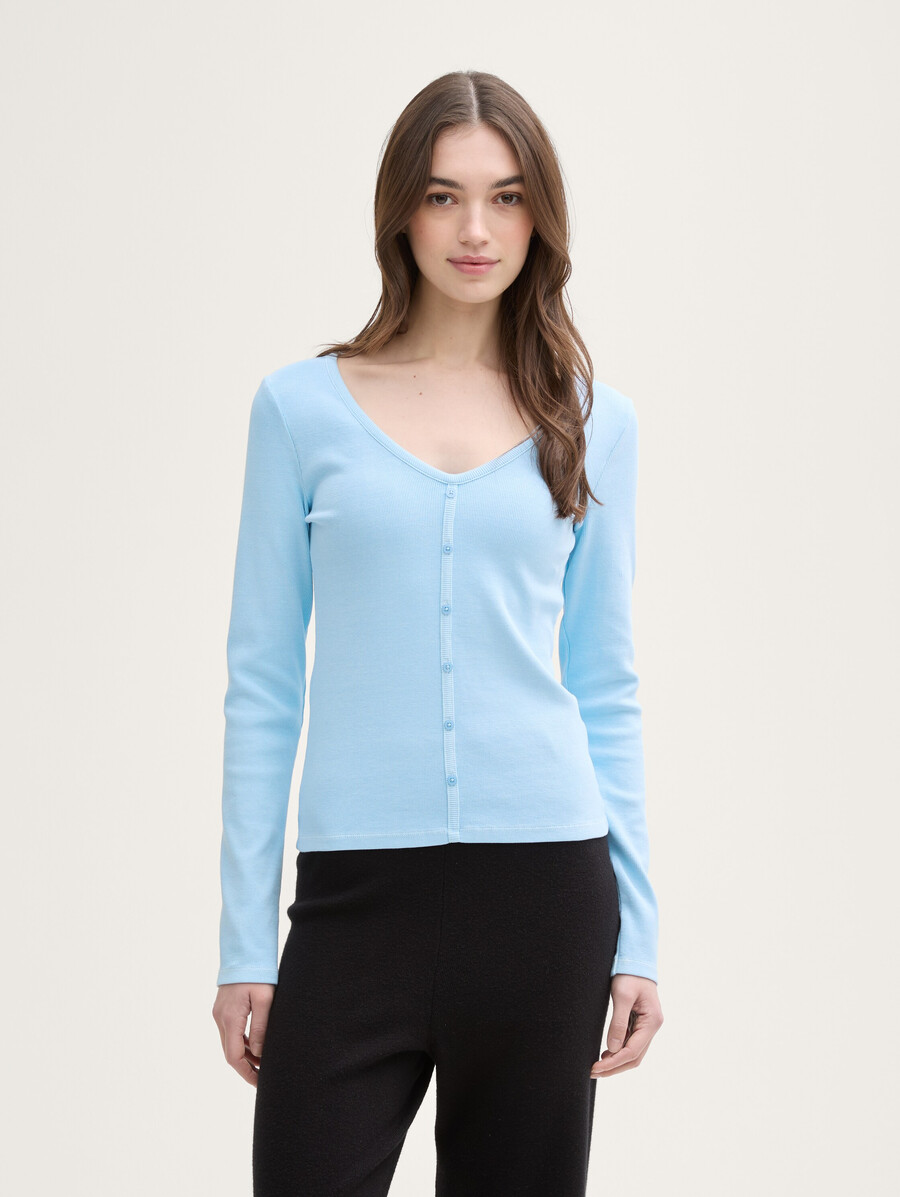 camicia a maniche lunghe con abbottonatura decorativa