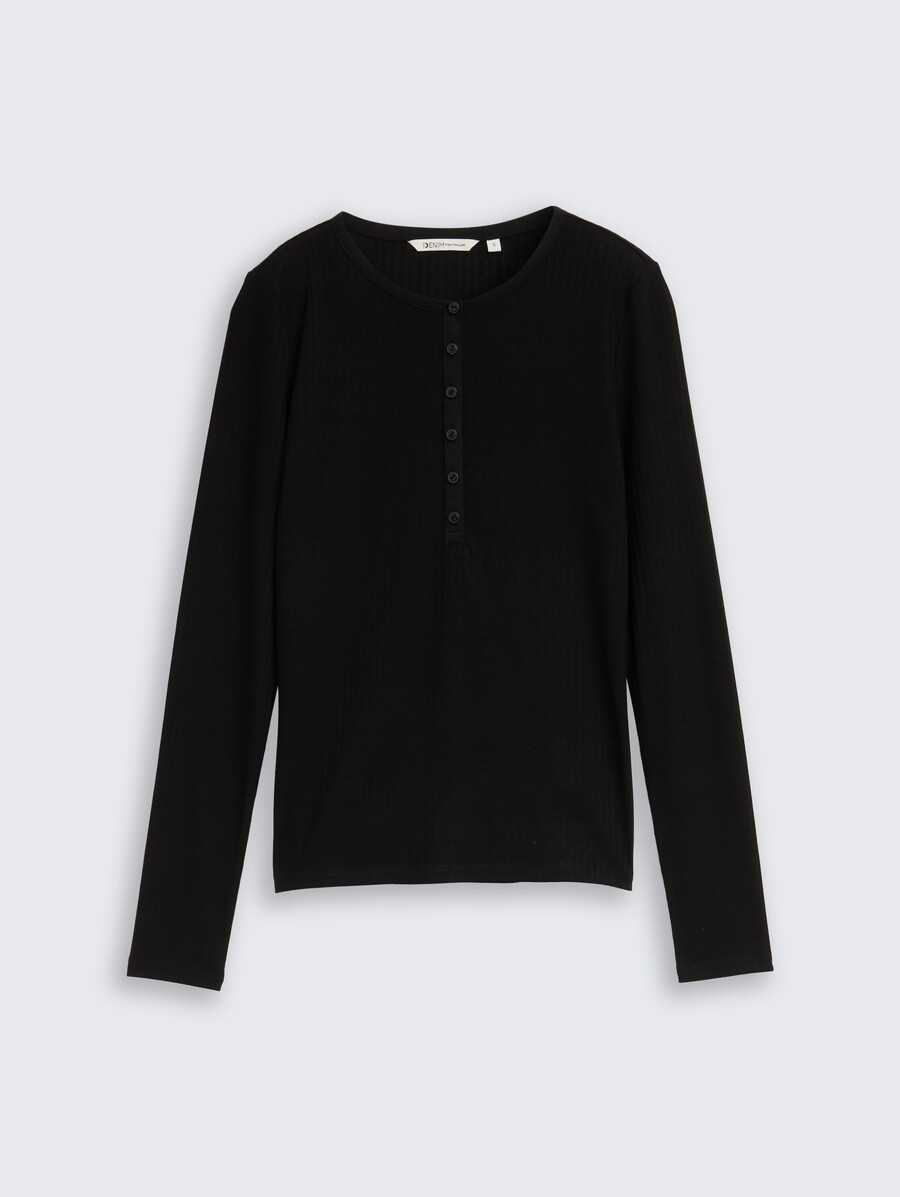 maglia a maniche lunghe henley a coste
