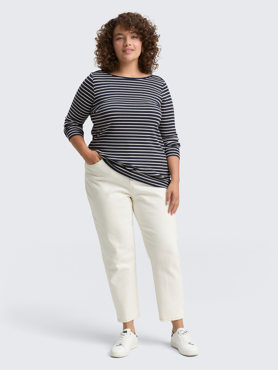 taglie forti - maglia a maniche lunghe con motivo a righe
