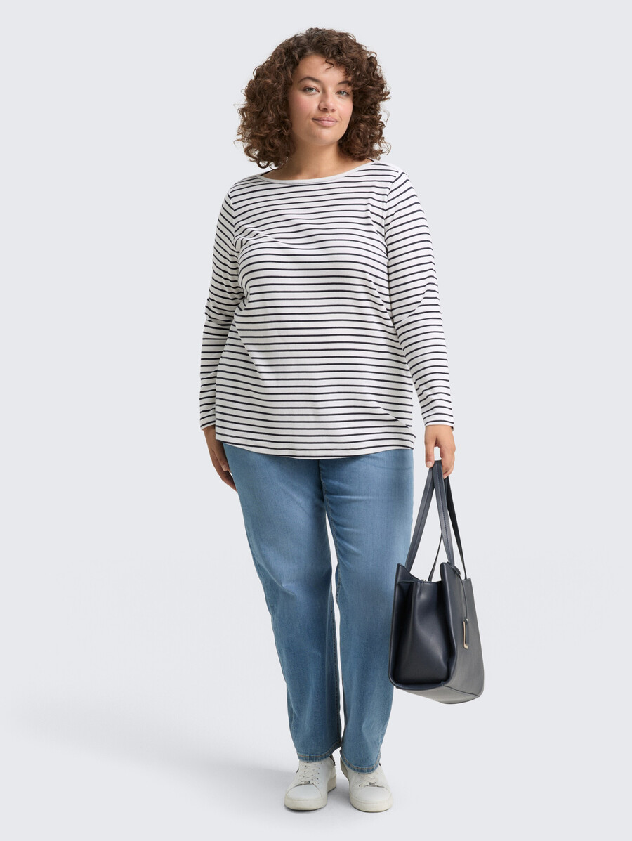 taglie forti - maglia a maniche lunghe con motivo a righe