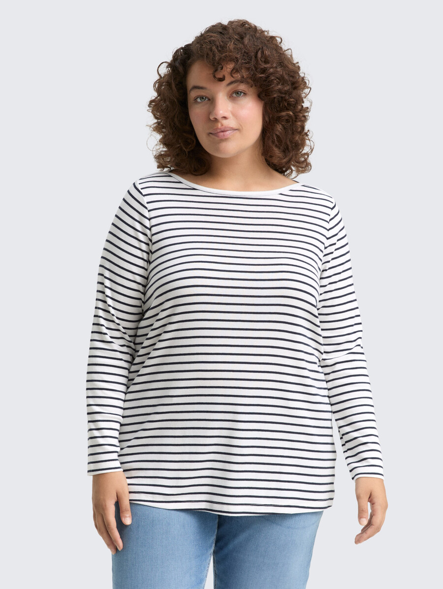 taglie forti - maglia a maniche lunghe con motivo a righe