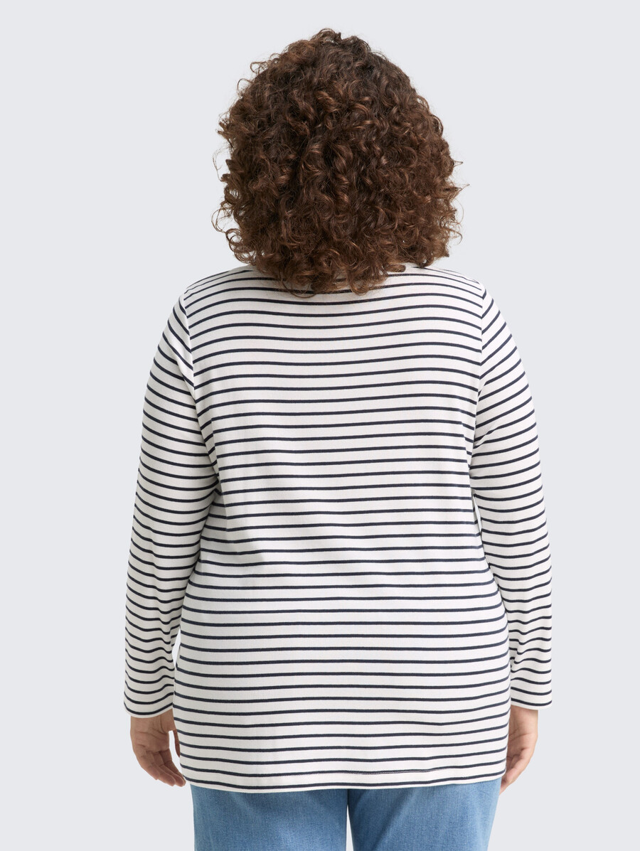 taglie forti - maglia a maniche lunghe con motivo a righe
