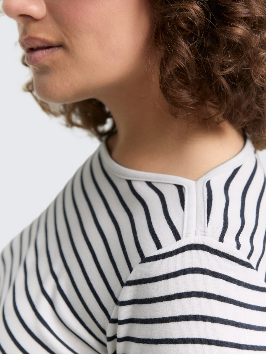 taglie forti - maglia a maniche lunghe con motivo a righe
