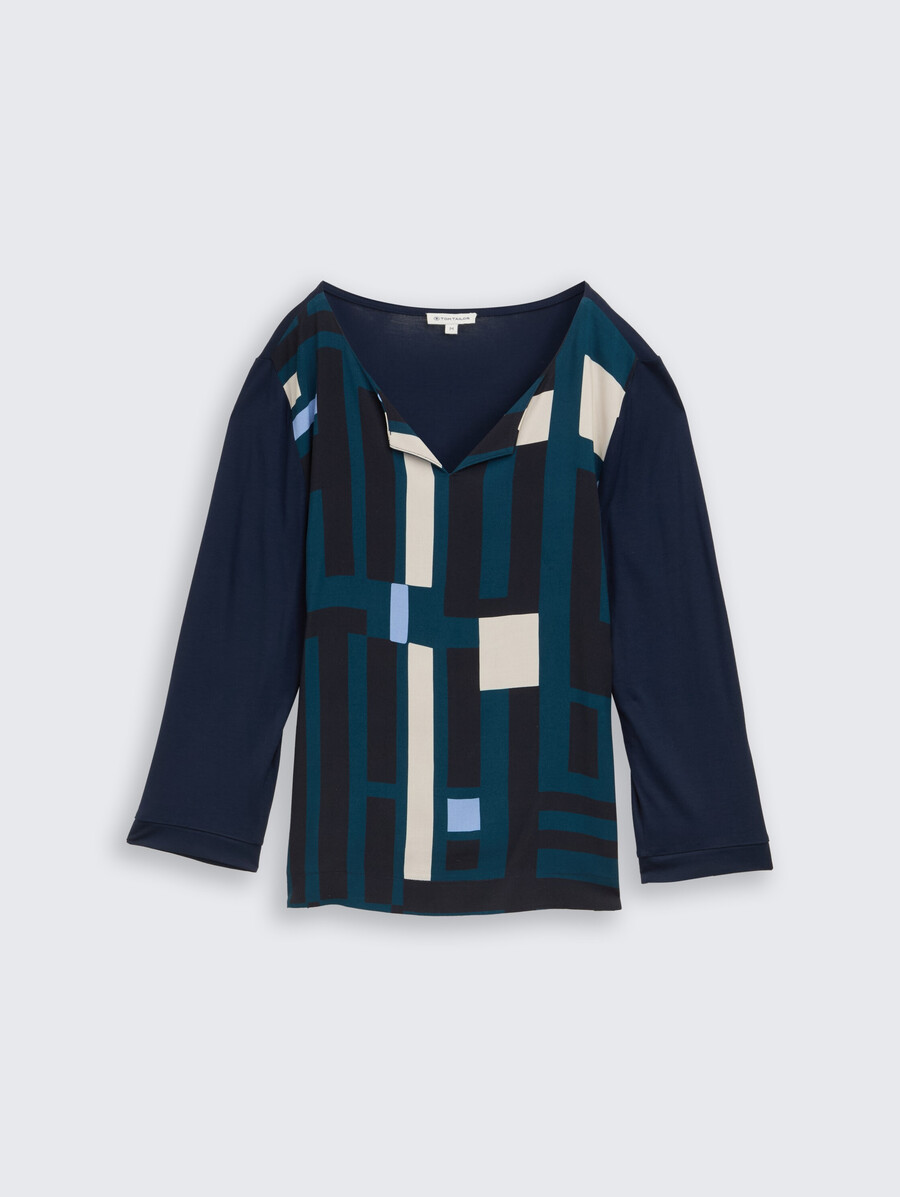 camicia a maniche lunghe in mix di materiali