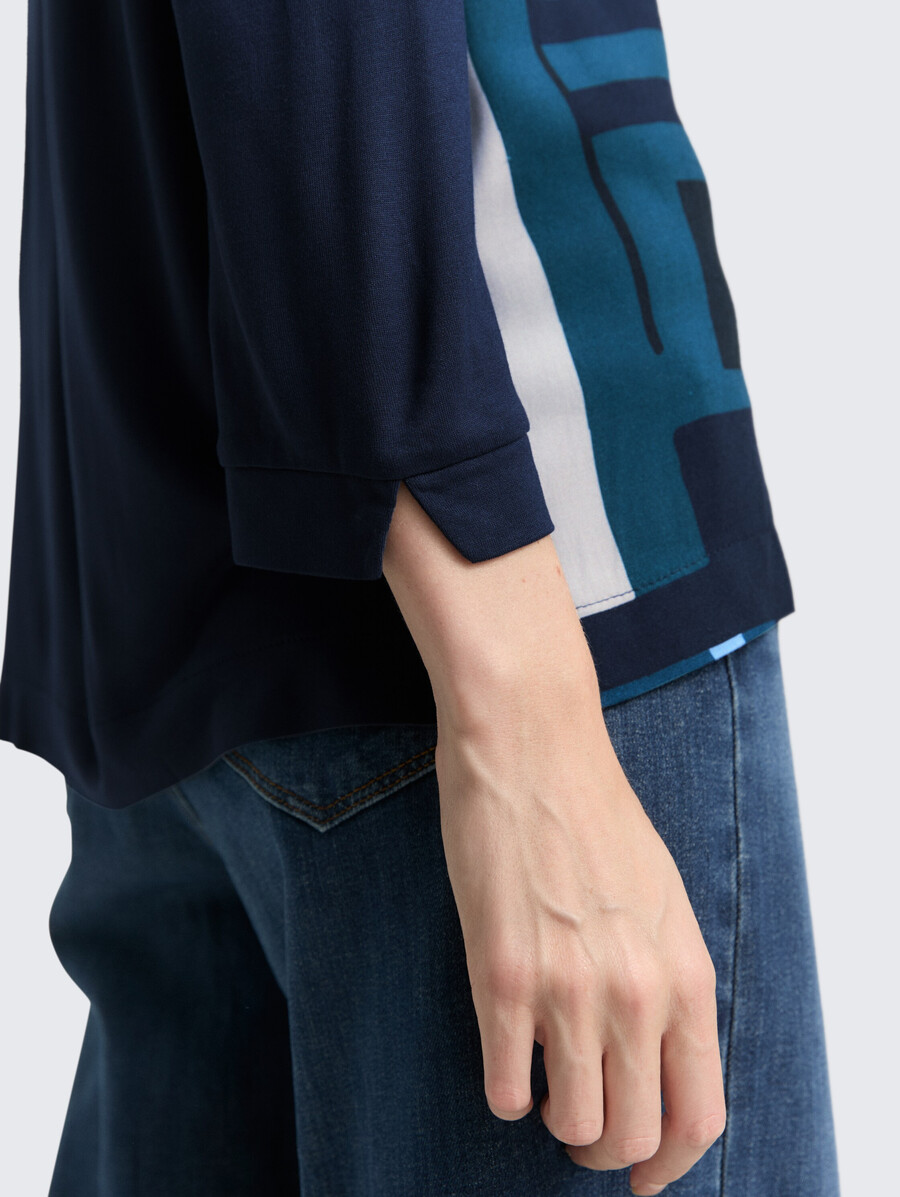 camicia a maniche lunghe in mix di materiali