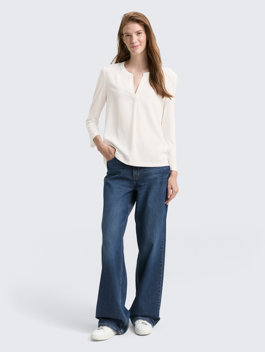 maglia a maniche lunghe henley in un mix di materiali