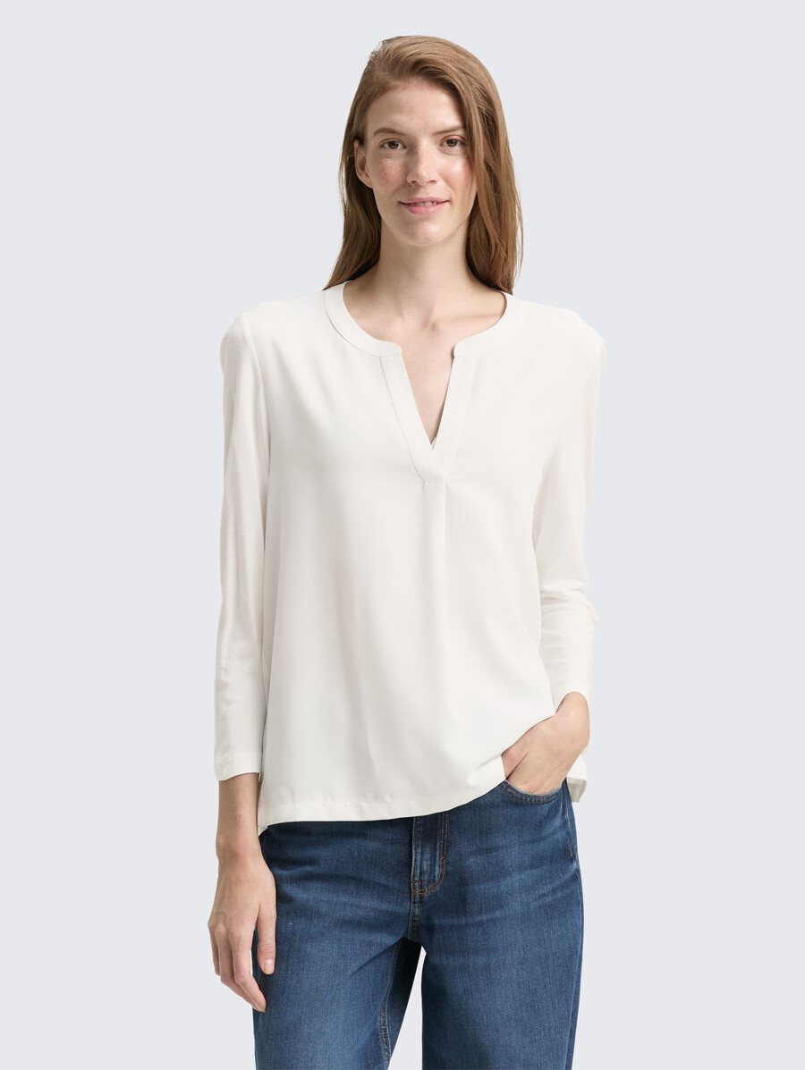 maglia a maniche lunghe henley in un mix di materiali