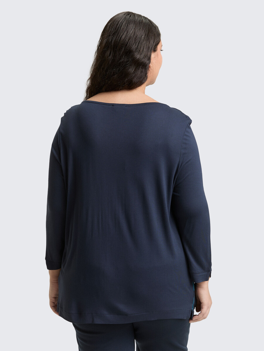 taglie forti - maglia a maniche lunghe in mix di materiali