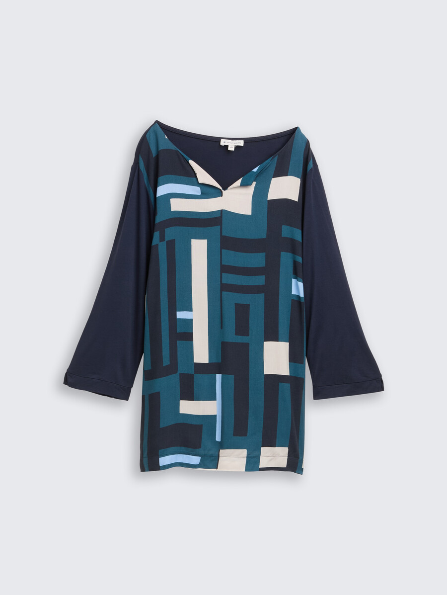 taglie forti - maglia a maniche lunghe in mix di materiali