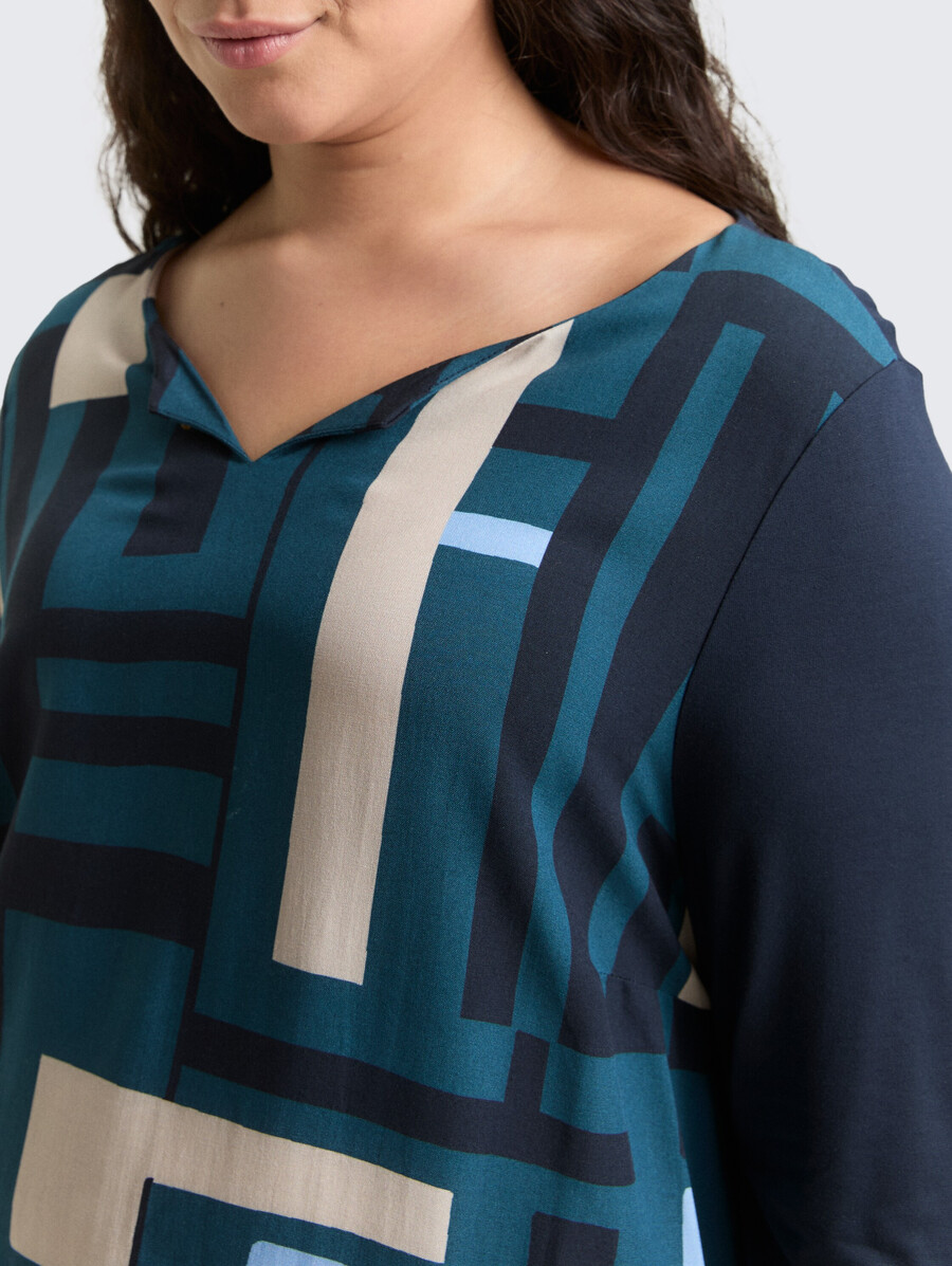 taglie forti - maglia a maniche lunghe in mix di materiali