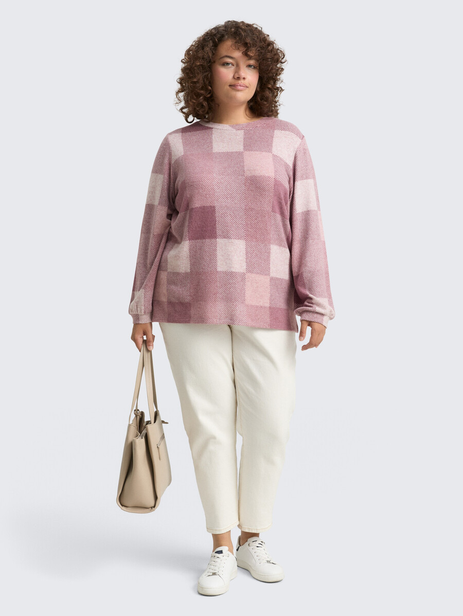 taglie forti - maglia a maniche lunghe con fantasia