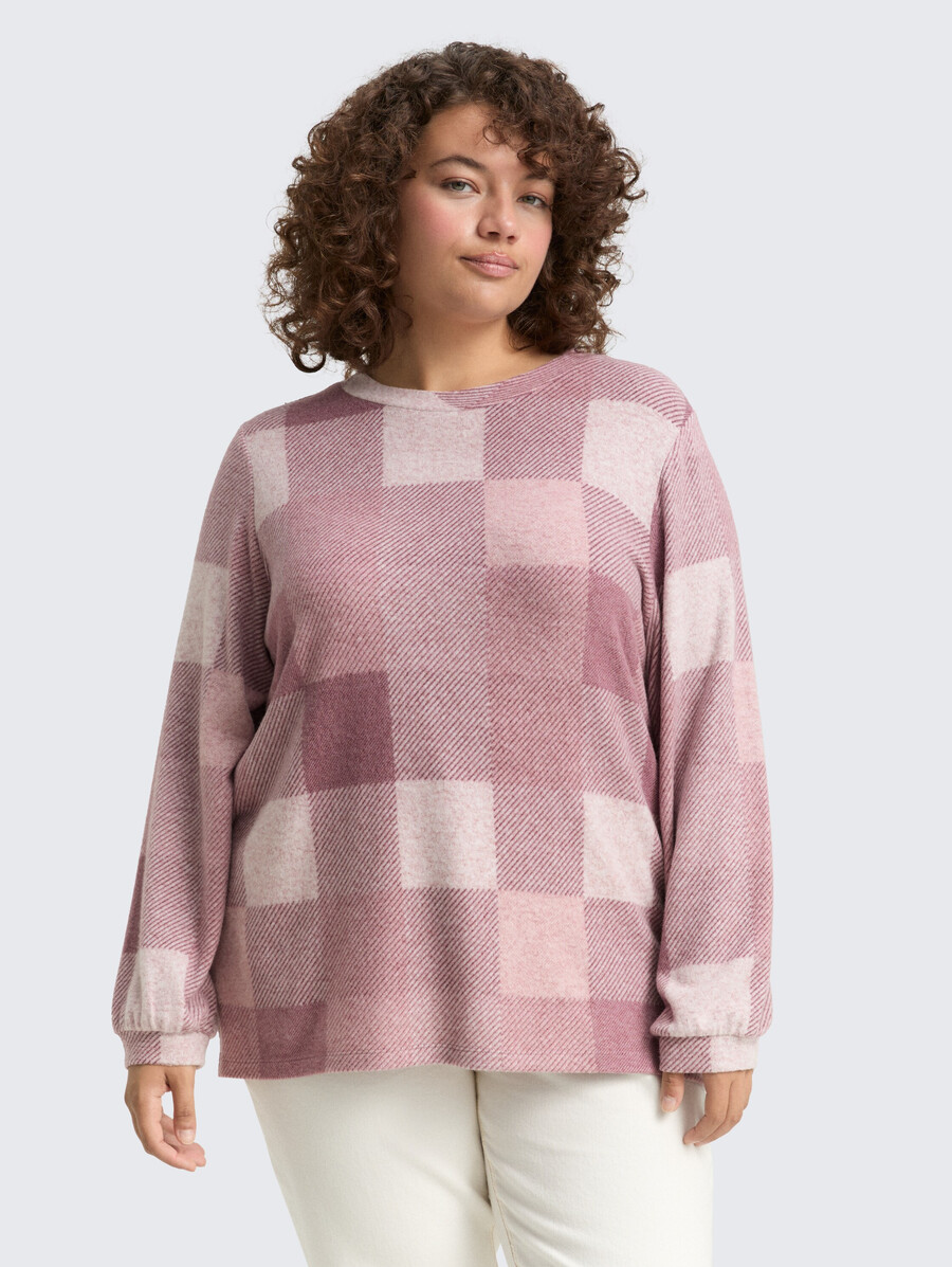 taglie forti - maglia a maniche lunghe con fantasia