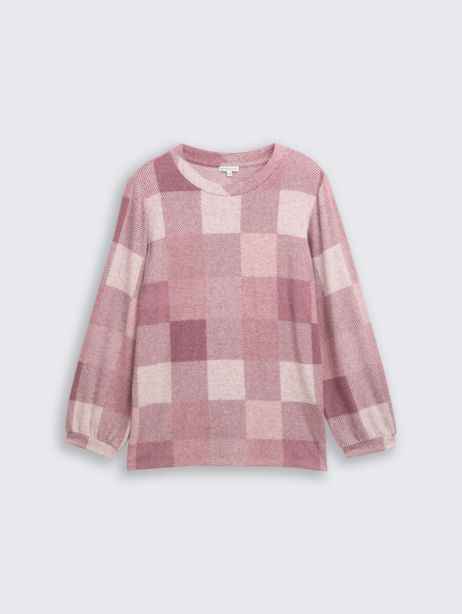 taglie forti - maglia a maniche lunghe con fantasia
