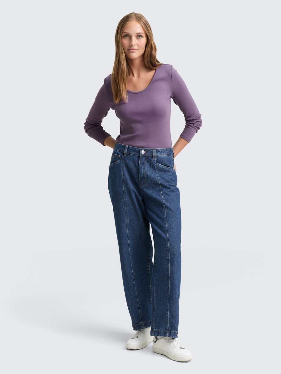 camicia a maniche lunghe slim fit con trama a coste