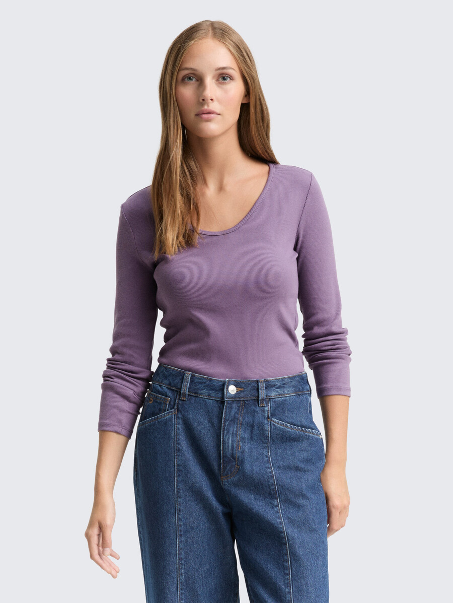 camicia a maniche lunghe slim fit con trama a coste