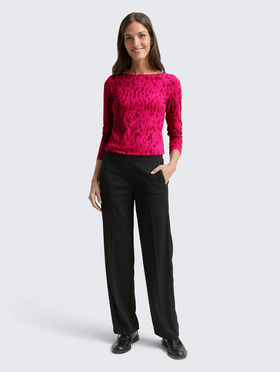 camicia a maniche lunghe con fantasia