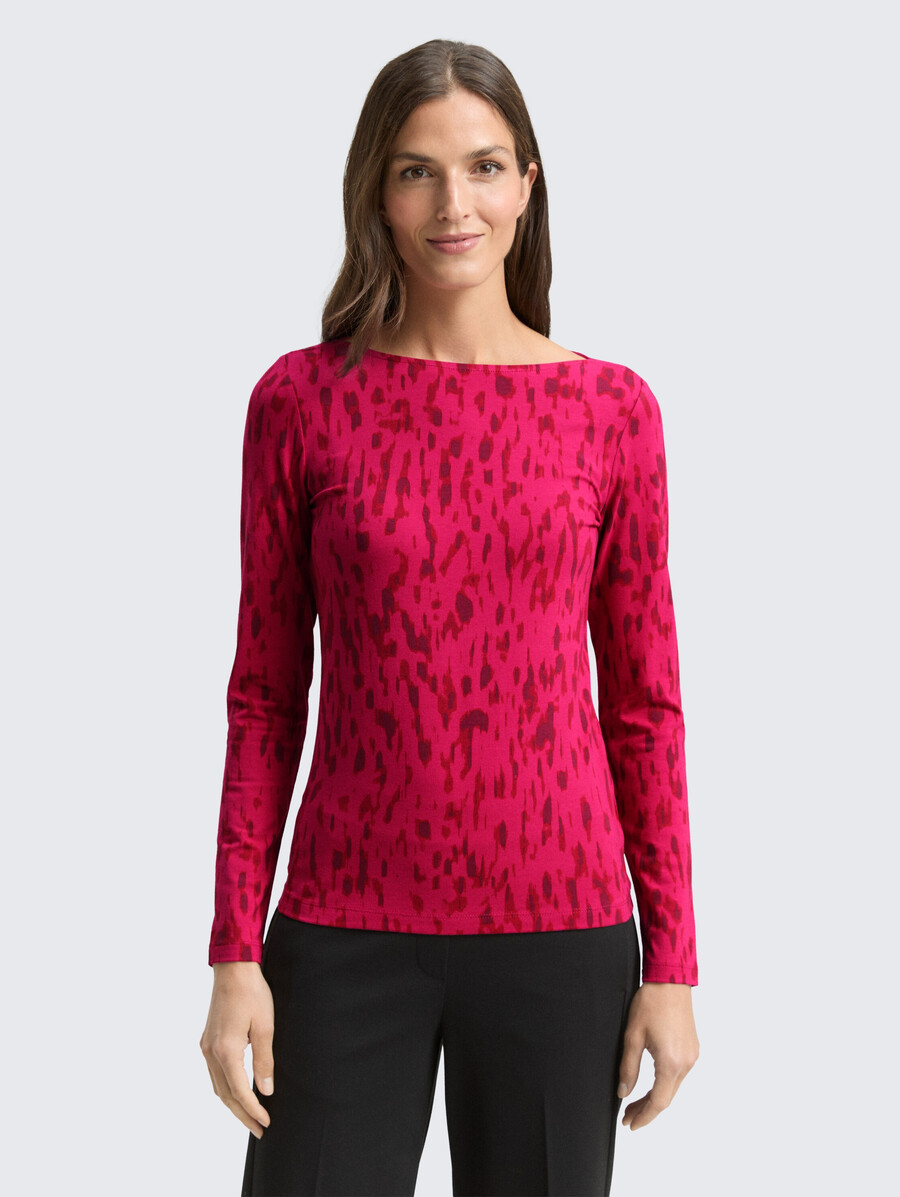 camicia a maniche lunghe con fantasia