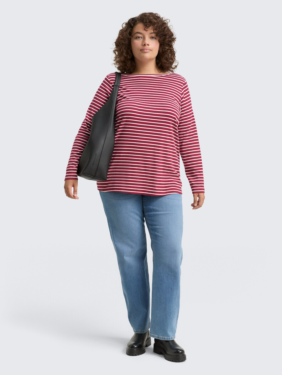 taglie forti - maglia a maniche lunghe con motivo a righe
