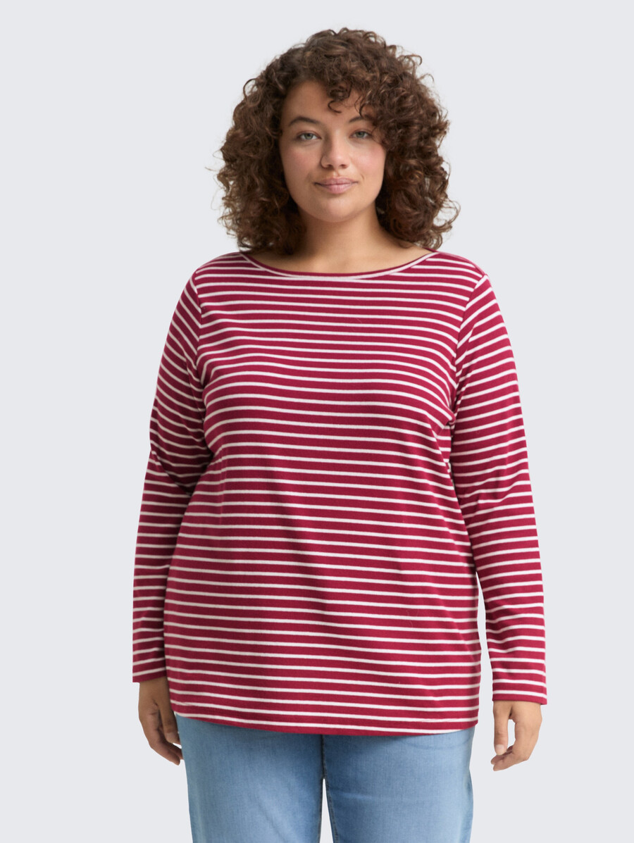 taglie forti - maglia a maniche lunghe con motivo a righe