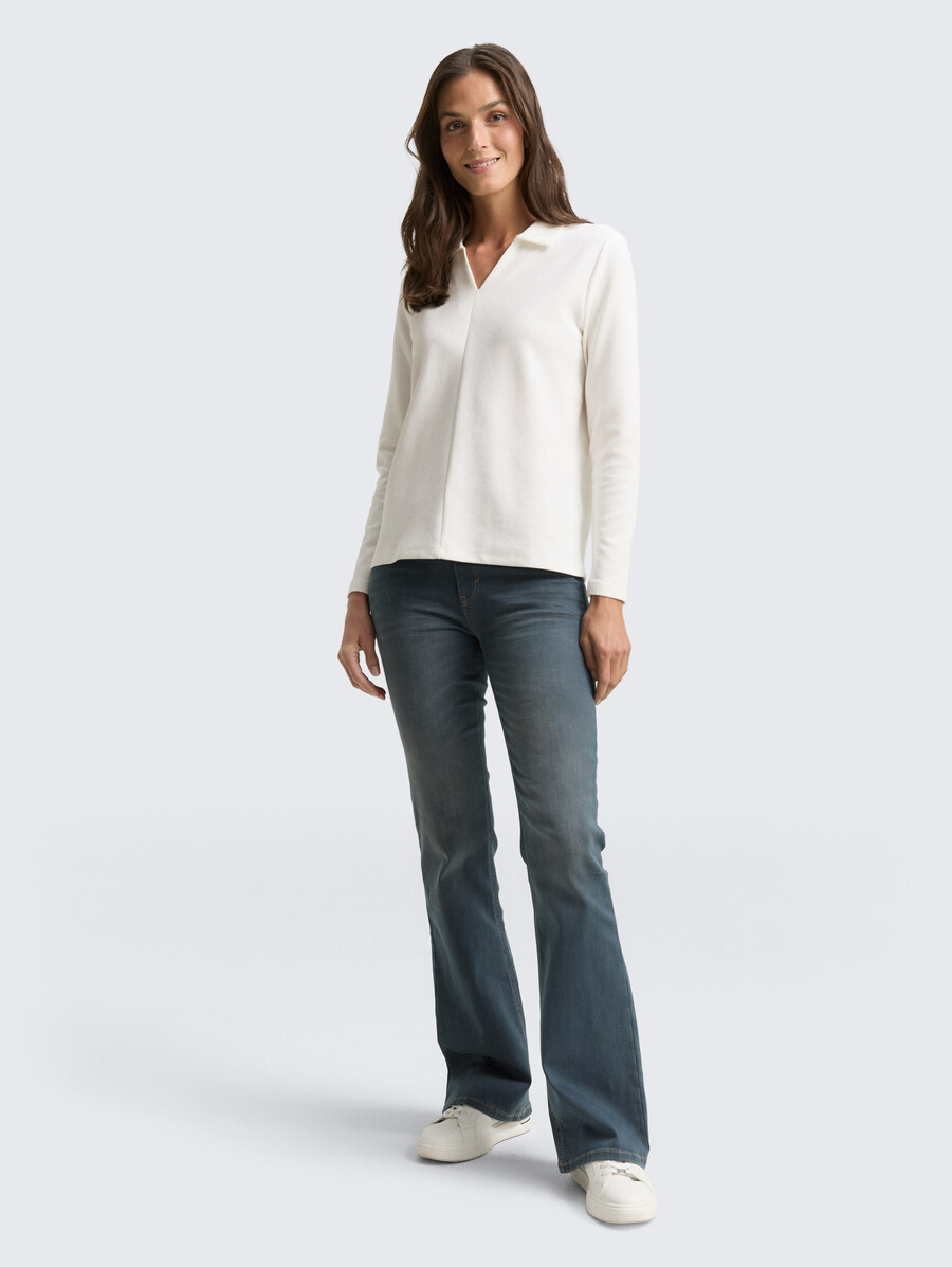 camicia a maniche lunghe con colletto polo