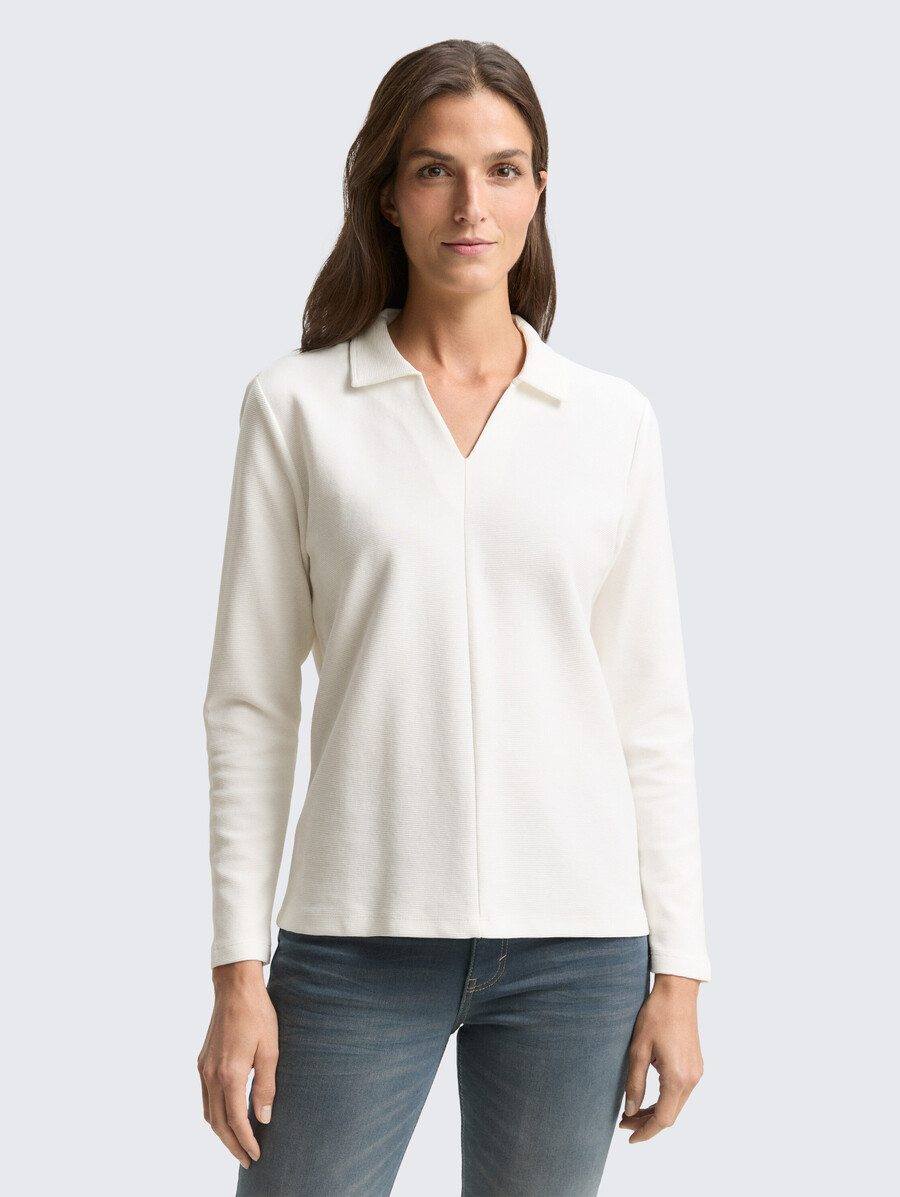 camicia a maniche lunghe con colletto polo