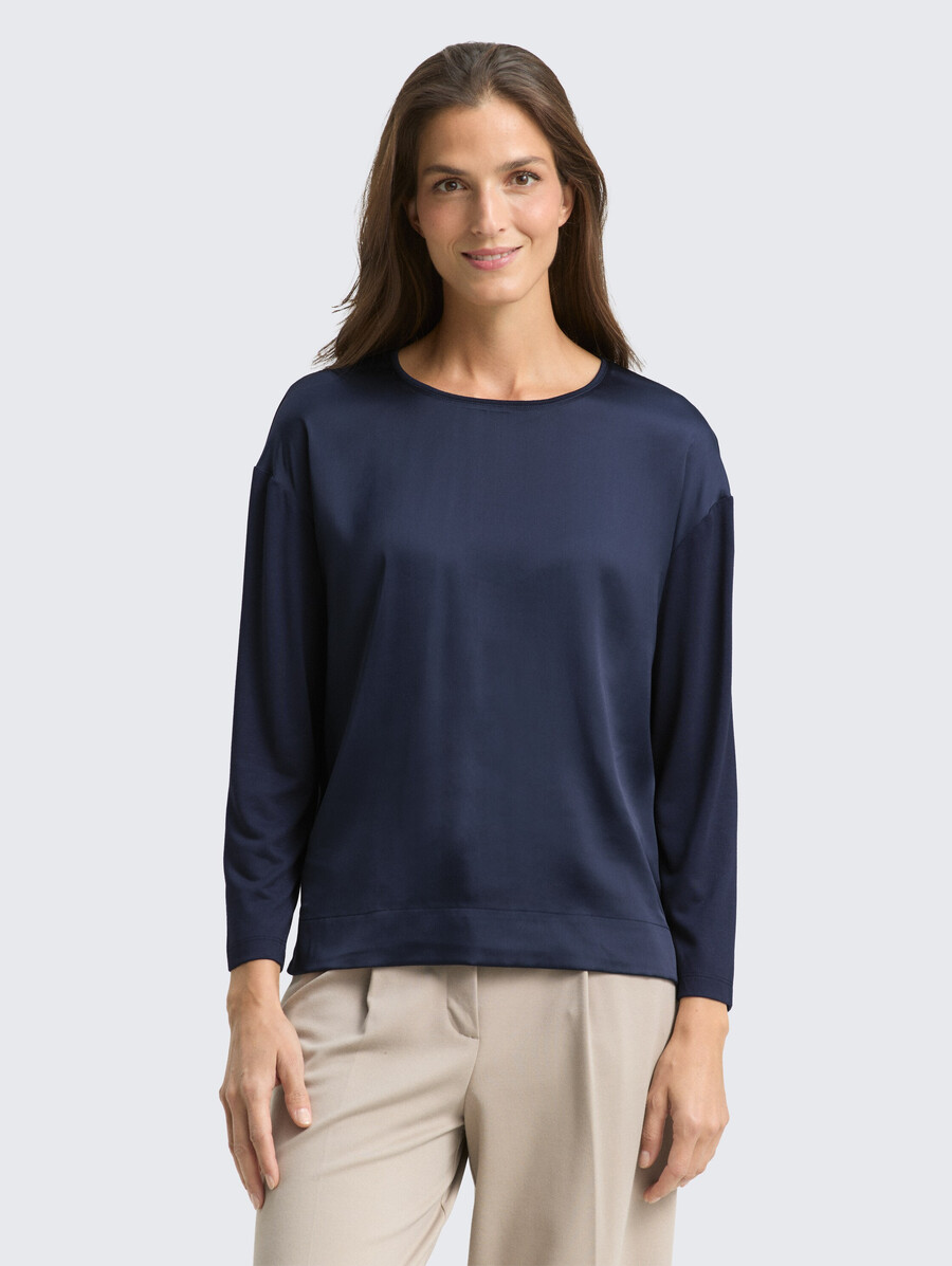 camicia a maniche lunghe dalla vestibilità ampia in un mix di materiali
