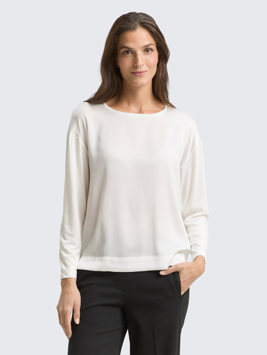 camicia a maniche lunghe dalla vestibilità ampia in un mix di materiali