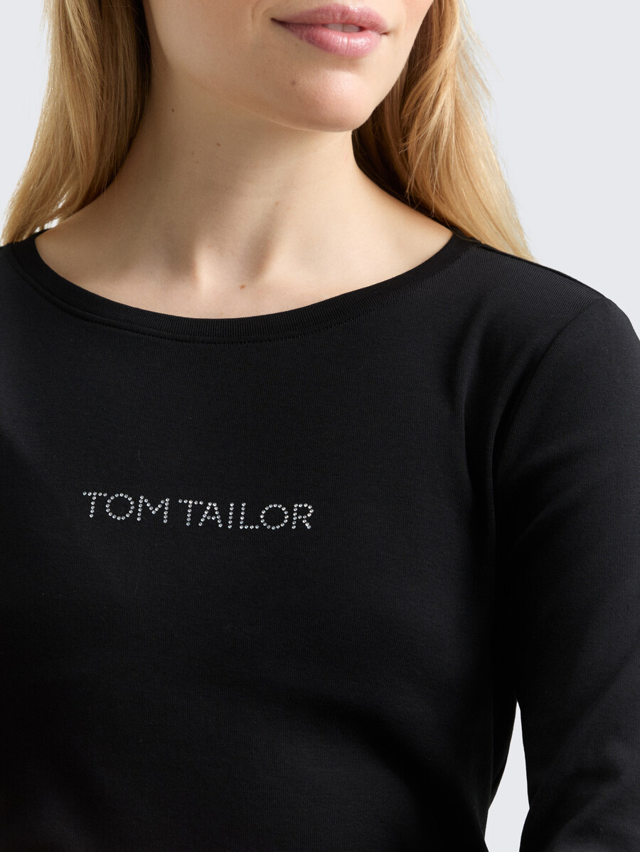 camicia a maniche lunghe slim fit con logo glitterato