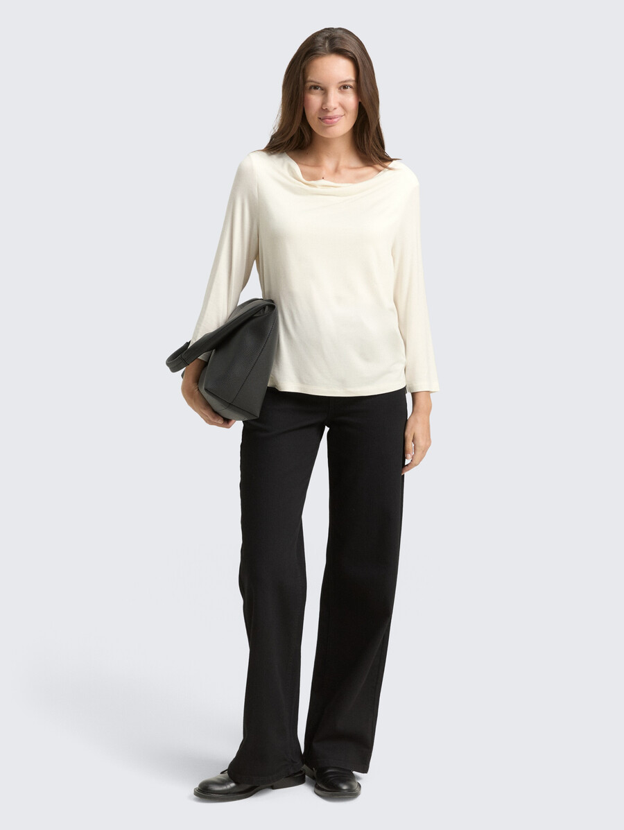 camicia a maniche lunghe con collo a cappuccio