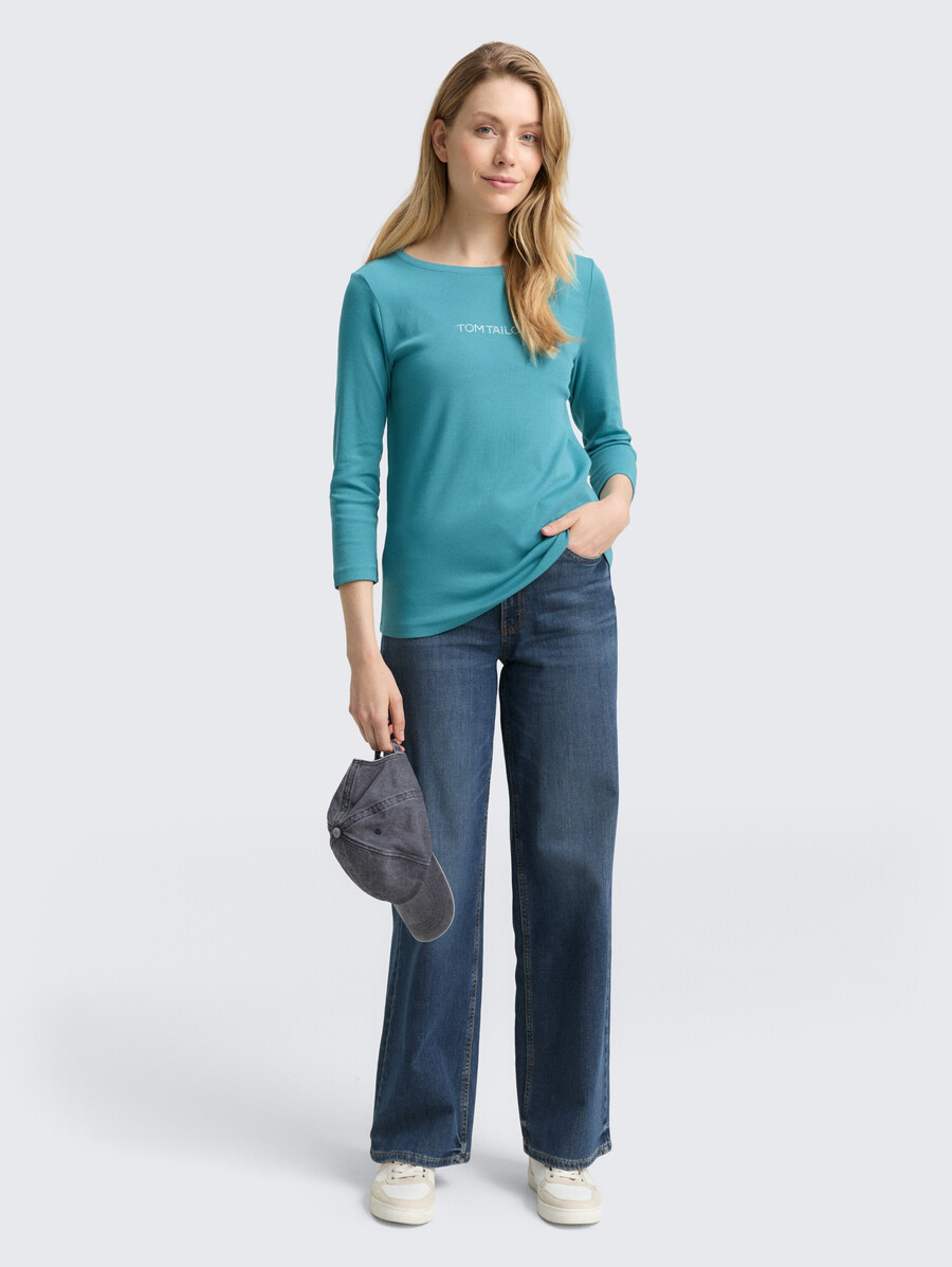 camicia a maniche lunghe slim fit con logo glitterato